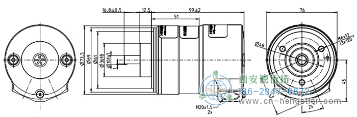 AX73-Profibus防爆光电绝对值编码器外形及安装尺寸 - 德国hengstler(亨士乐)编码器