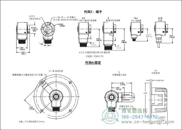 HS20标准光电增量编码器外形及安装尺寸 美国Dynapar(丹纳帕)编码器