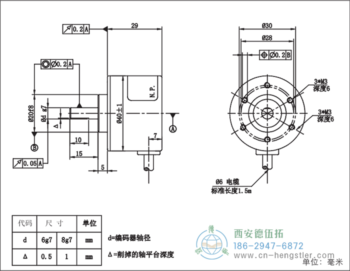 RI41轻载光电增量型编码器外形及安装尺寸16-4 德国hengstler(亨士乐)编码器