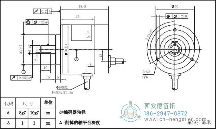 RI50轻载光电增量编码器外形及安装尺寸8-2 德国hengstler(亨士乐)编码器
