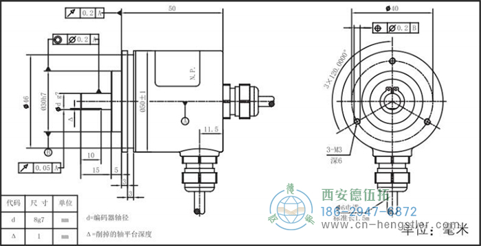 RI50轻载光电增量编码器外形及安装尺寸8-4 德国hengstler(亨士乐)编码器