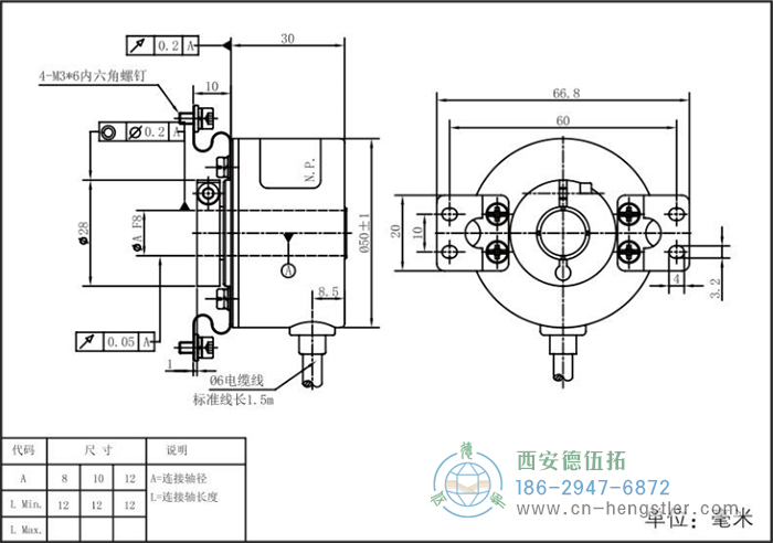 RI50轻载光电增量编码器外形及安装尺寸8-5 德国hengstler(亨士乐)编码器